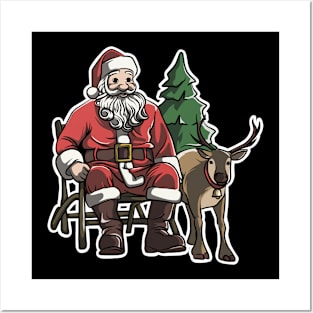 Santa and Magic Deer Posters and Art